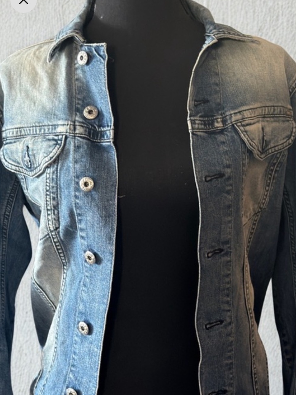 Diesel Two-Tone Washed Blue Denim Trucker Jacket
